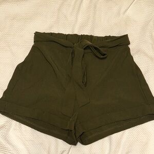 High Waist Olive Green Women's Shorts